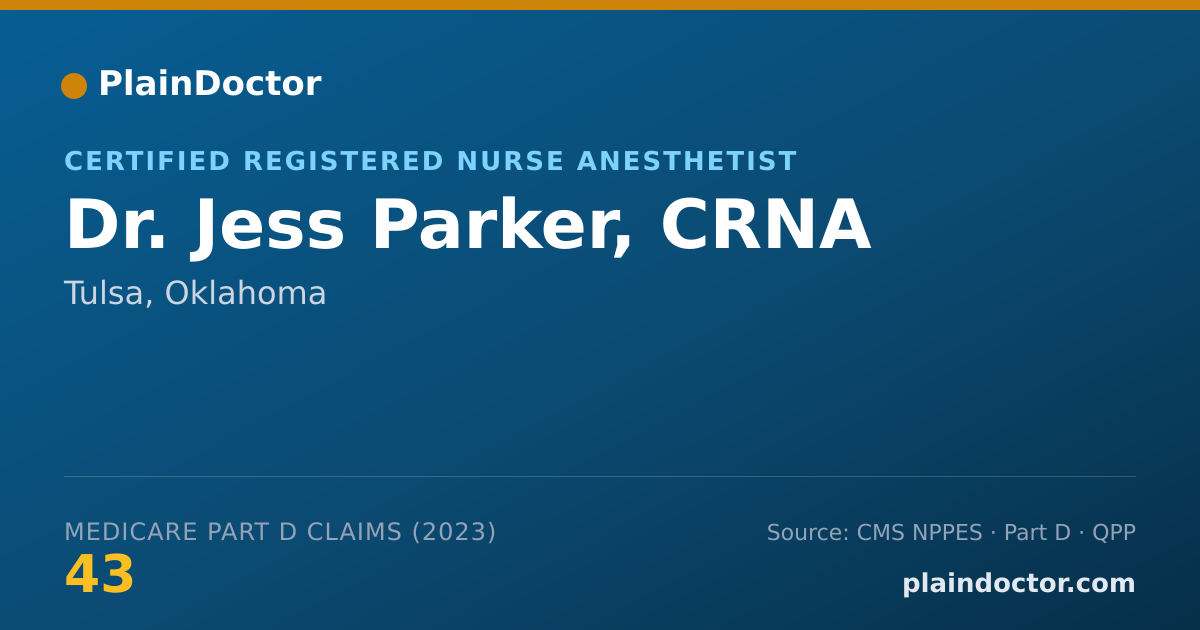 Shareable card for Jess Parker, CRNA - Certified Registered Nurse Anesthetist, Tulsa, OK