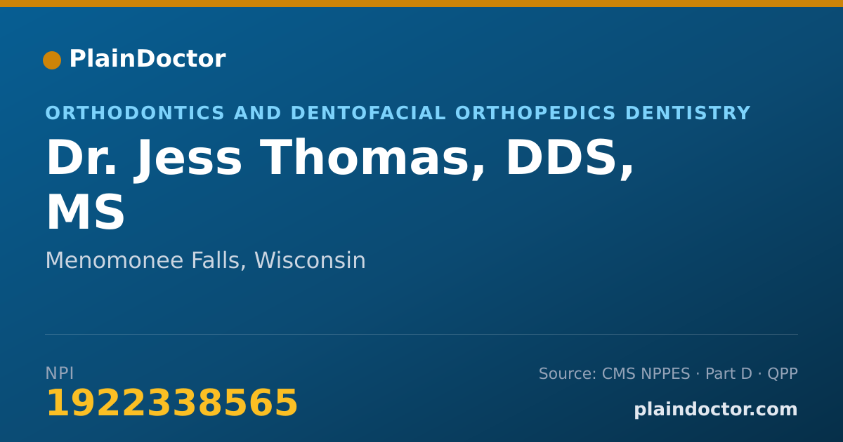 Shareable card for Jess Thomas, DDS, MS - Orthodontics and Dentofacial Orthopedics Dentistry, Menomonee Falls, WI