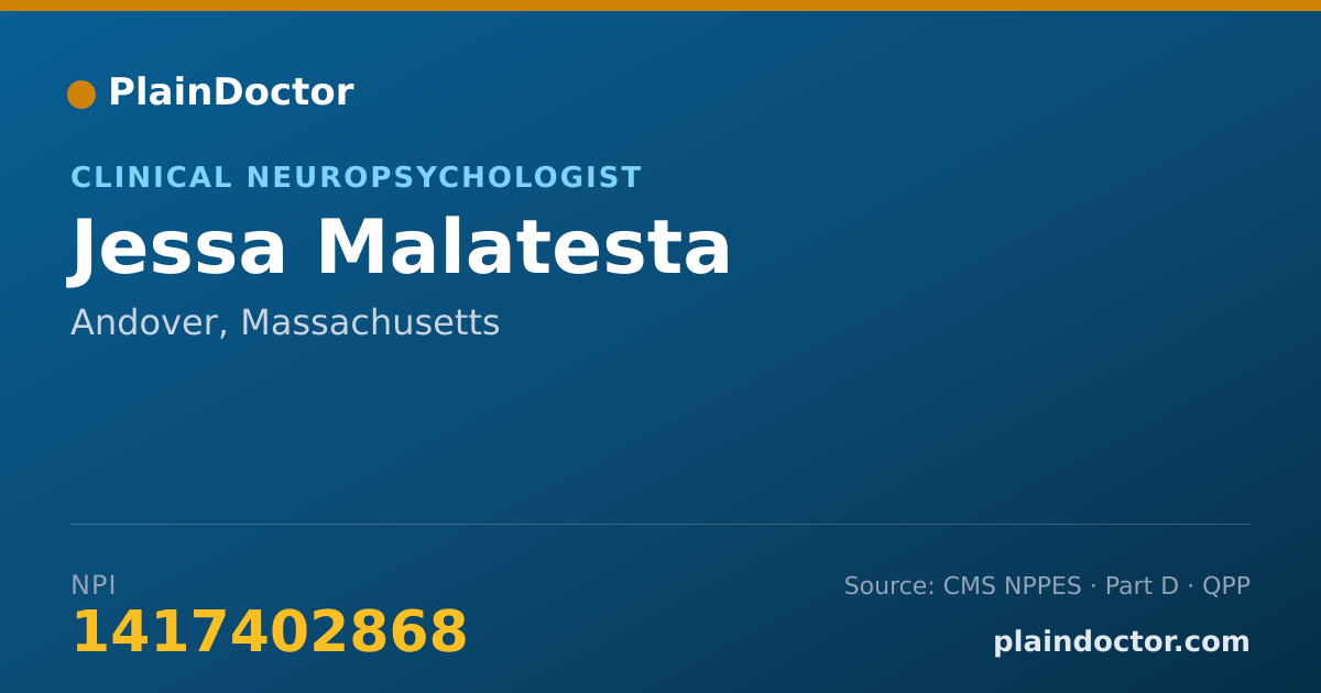 Shareable card for Jessa Malatesta - Clinical Neuropsychologist, Andover, MA