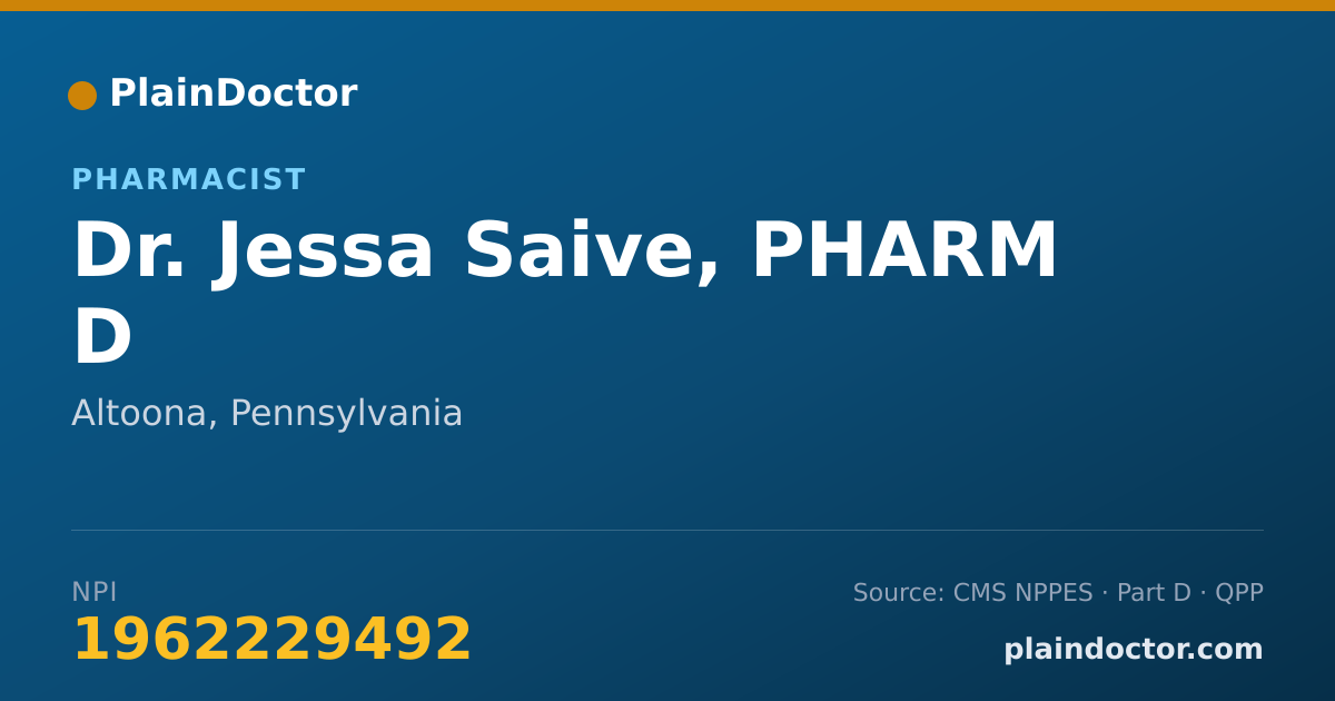Shareable card for Jessa Saive, PHARM D - Pharmacist, Altoona, PA
