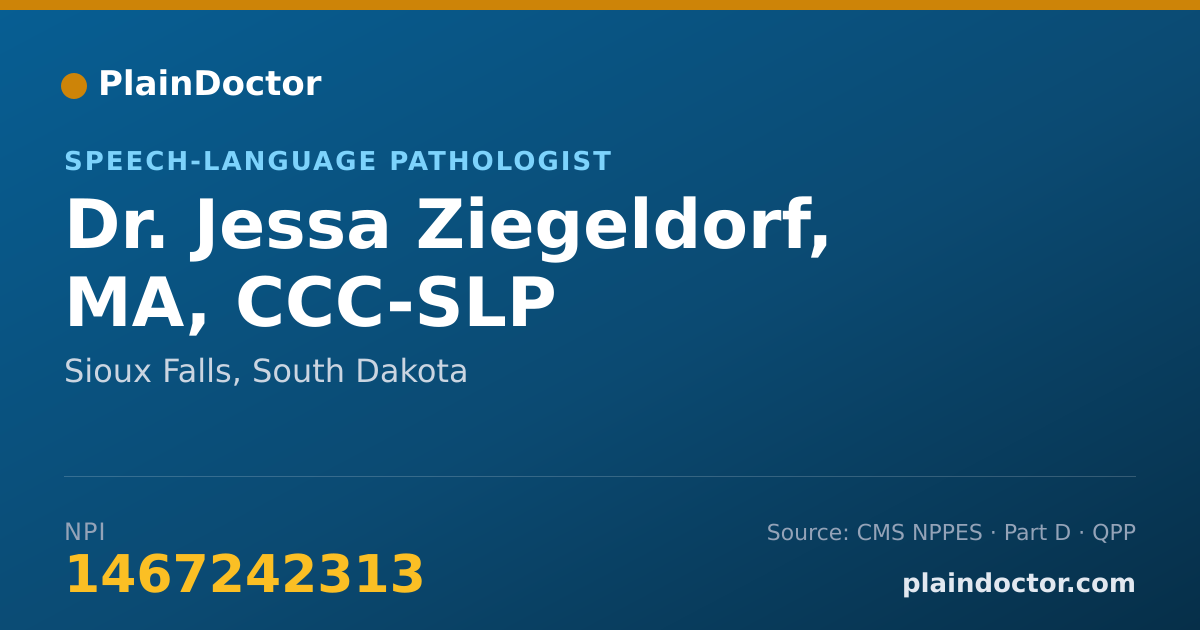 Shareable card for Jessa Ziegeldorf, MA, CCC-SLP - Speech-Language Pathologist, Sioux Falls, SD