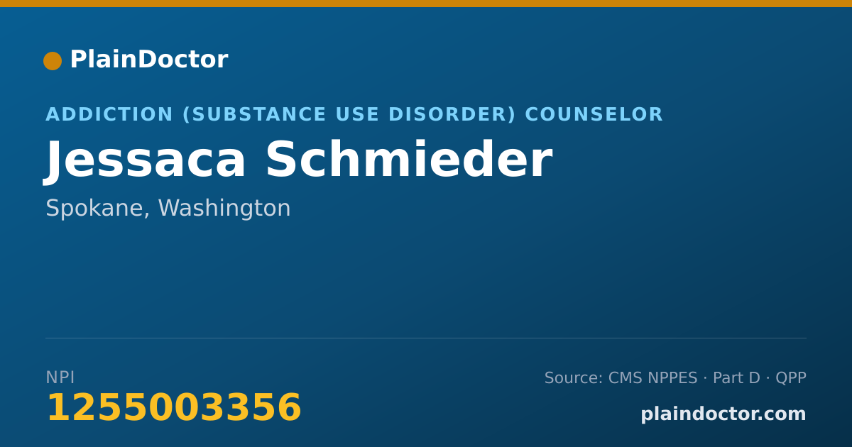 Shareable card for Jessaca Schmieder - Addiction (Substance Use Disorder) Counselor, Spokane, WA