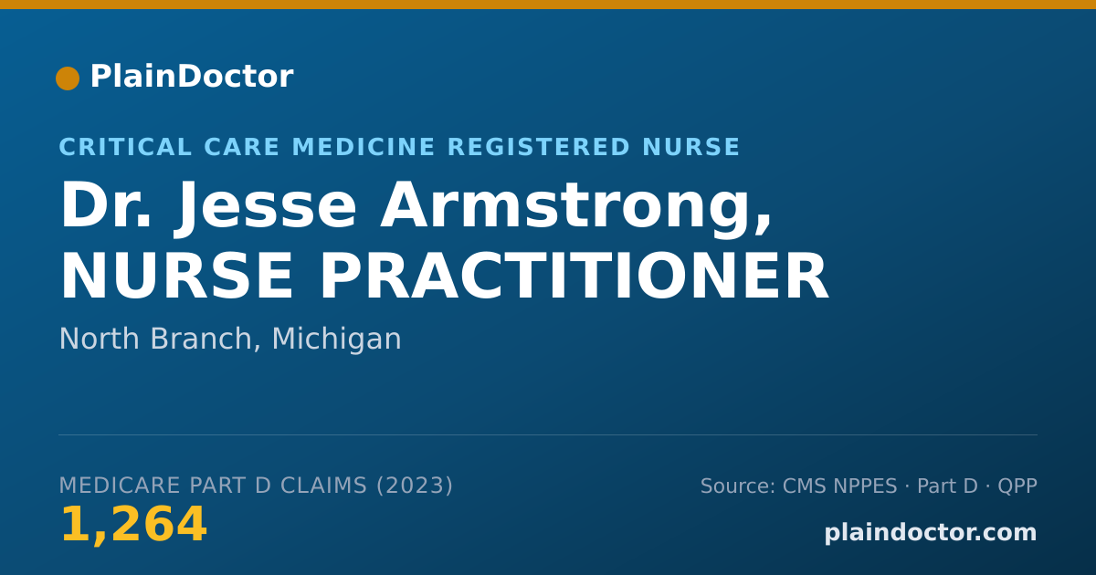 Shareable card for Jesse Armstrong, NURSE PRACTITIONER - Critical Care Medicine Registered Nurse, North Branch, MI