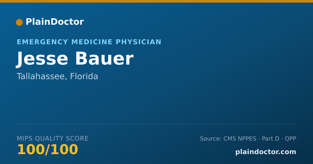Shareable card for Jesse Bauer - Emergency Medicine Physician, Tallahassee, FL