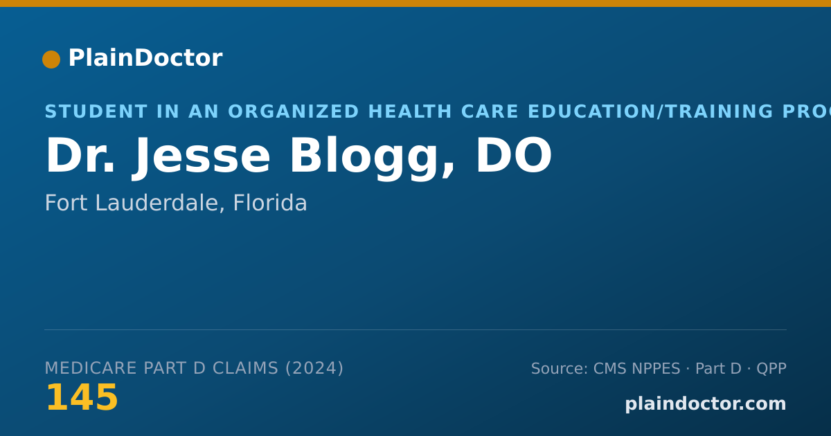 Shareable card for Jesse Blogg, DO - Student in an Organized Health Care Education/Training Program, Fort Lauderdale, FL