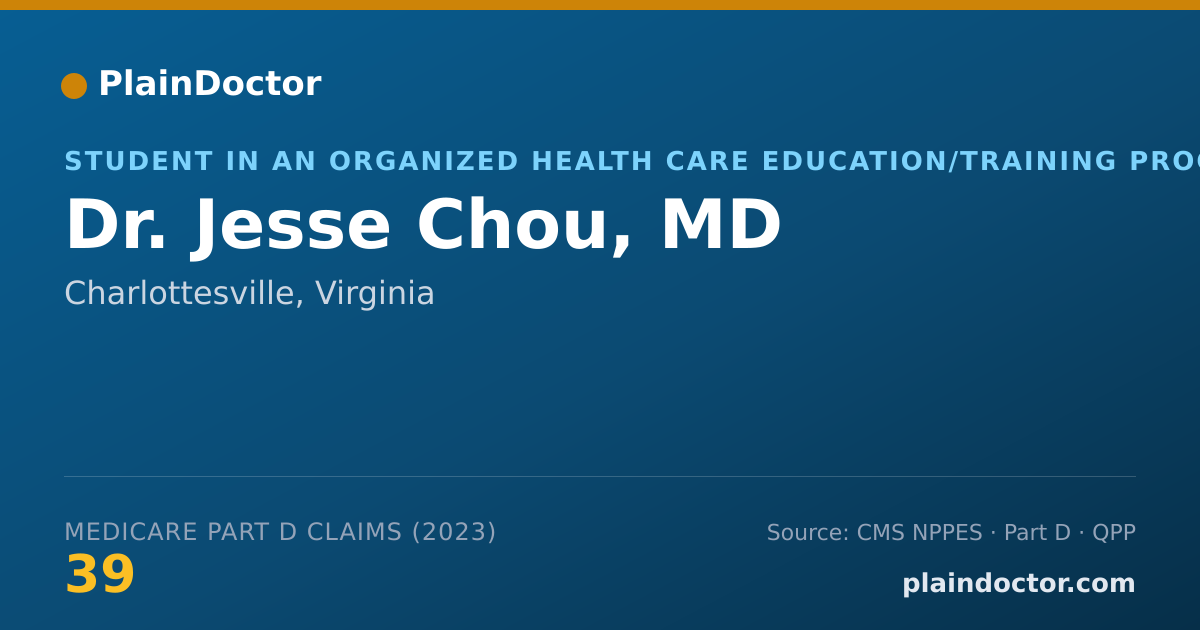 Shareable card for Jesse Chou, MD - Student in an Organized Health Care Education/Training Program, Charlottesville, VA