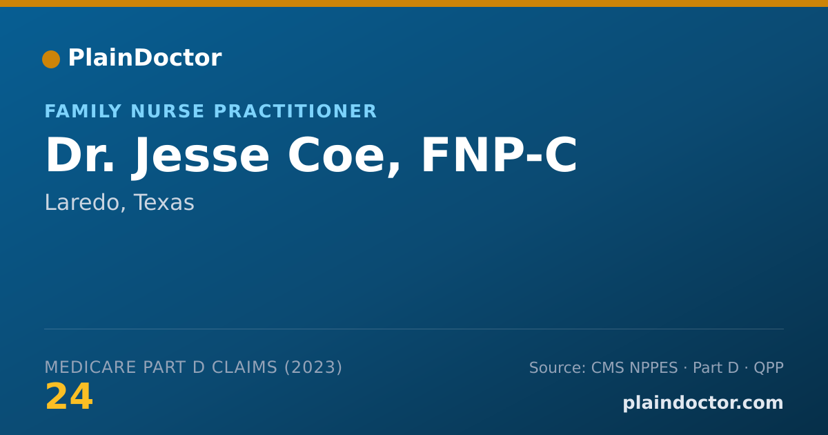 Shareable card for Jesse Coe, FNP-C - Family Nurse Practitioner, Laredo, TX