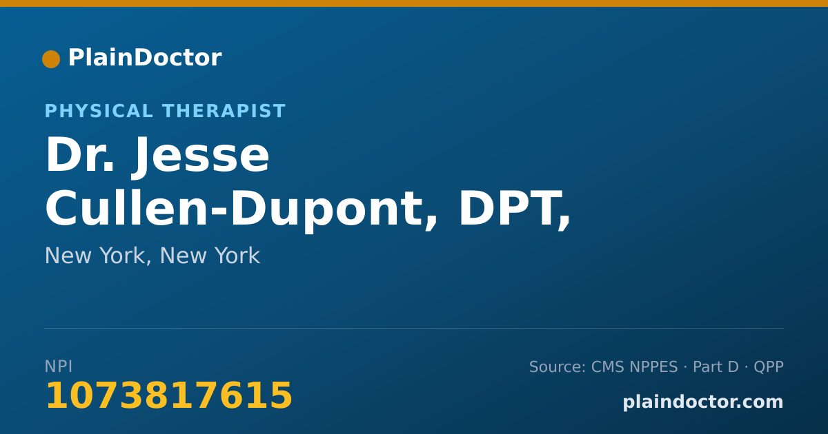 Shareable card for Jesse Cullen-Dupont, DPT, CSCS - Physical Therapist, New York, NY