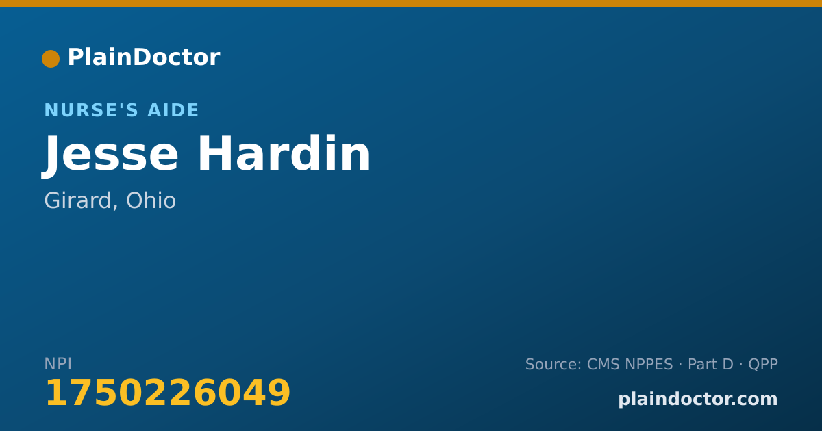Shareable card for Jesse Hardin - Nurse's Aide, Girard, OH
