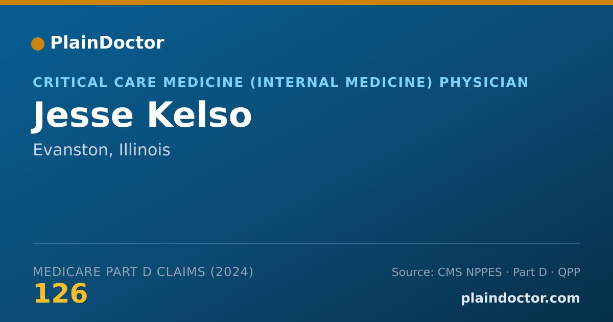 Shareable card for Jesse Kelso - Critical Care Medicine (Internal Medicine) Physician, Evanston, IL