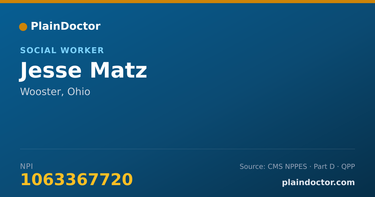 Shareable card for Jesse Matz - Social Worker, Wooster, OH