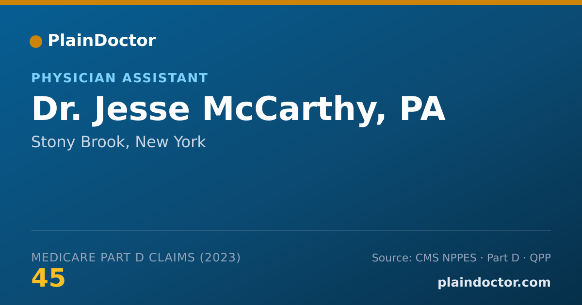 Shareable card for Jesse McCarthy, PA - Physician Assistant, Stony Brook, NY