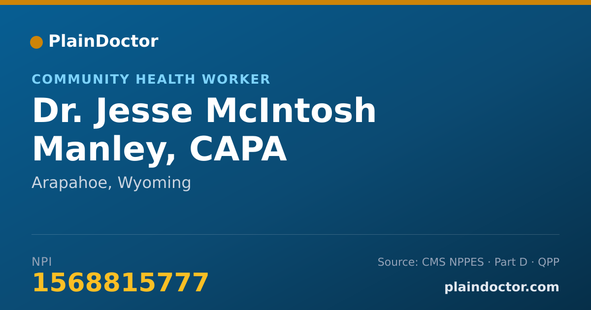 Shareable card for Jesse McIntosh Manley, CAPA - Community Health Worker, Arapahoe, WY