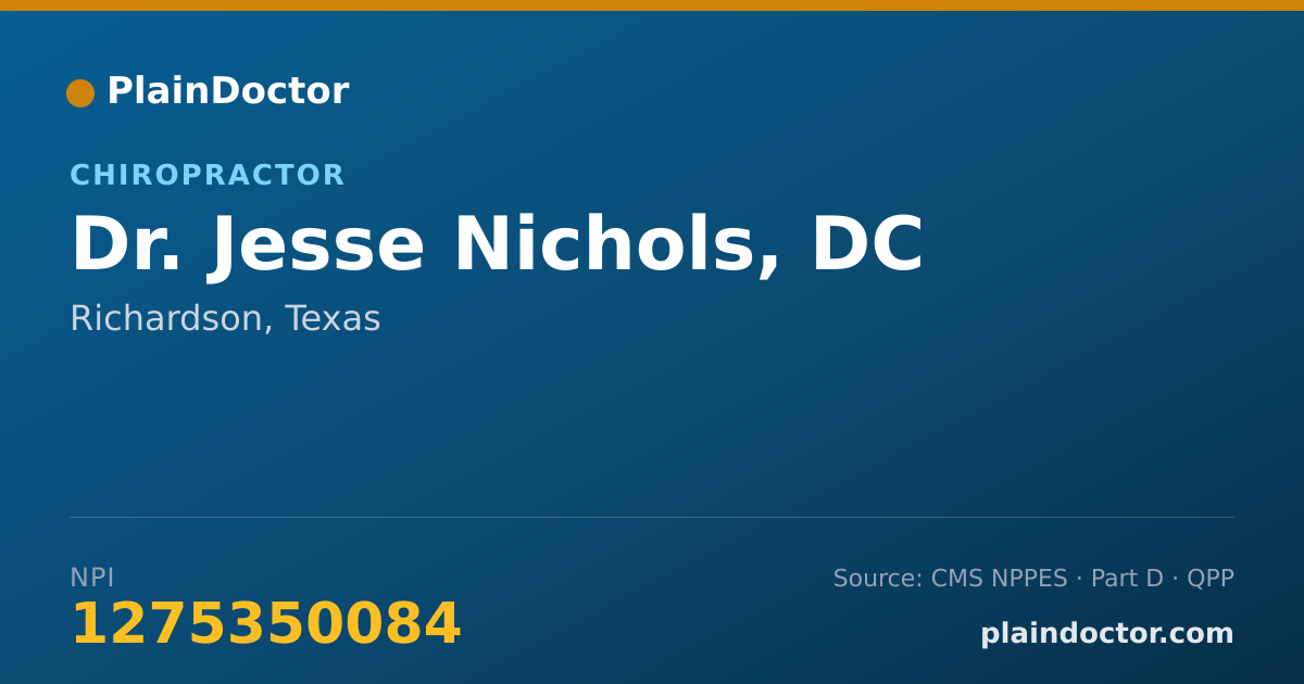 Shareable card for Jesse Nichols, DC - Chiropractor, Richardson, TX