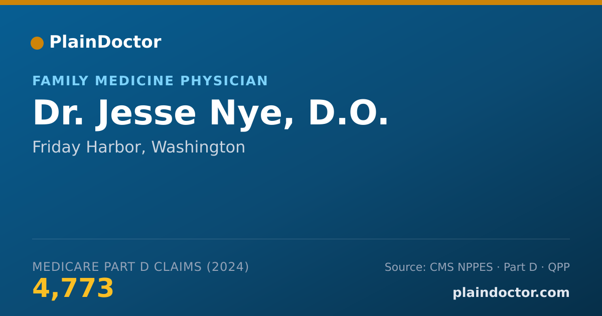 Shareable card for Jesse Nye, D.O. - Family Medicine Physician, Friday Harbor, WA