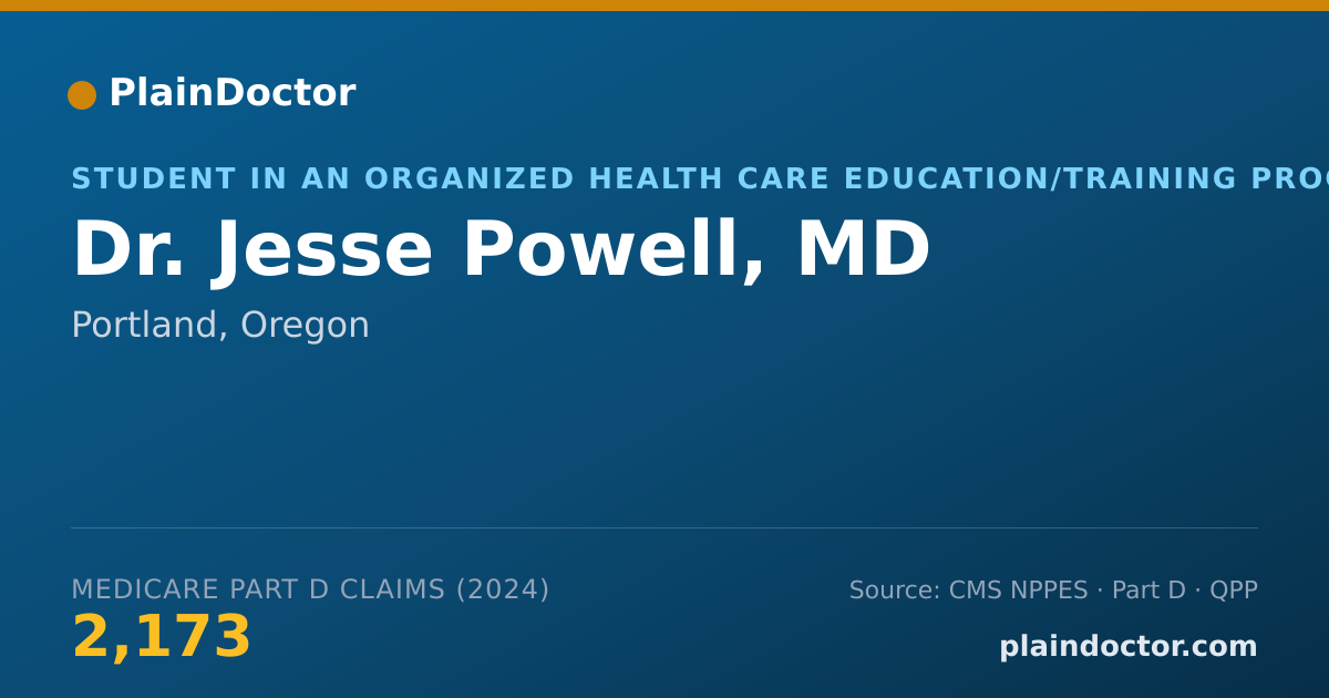 Shareable card for Jesse Powell, MD - Student in an Organized Health Care Education/Training Program, Portland, OR