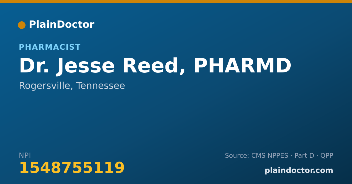 Shareable card for Jesse Reed, PHARMD - Pharmacist, Rogersville, TN