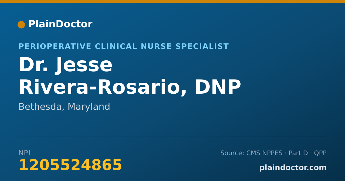 Shareable card for Jesse Rivera-Rosario, DNP - Perioperative Clinical Nurse Specialist, Bethesda, MD