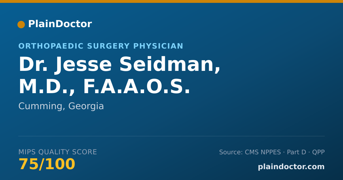 Shareable card for Jesse Seidman, M.D., F.A.A.O.S. - Orthopaedic Surgery Physician, Cumming, GA