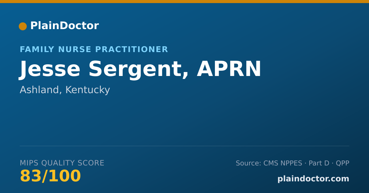 Shareable card for Jesse Sergent, APRN - Family Nurse Practitioner, Ashland, KY