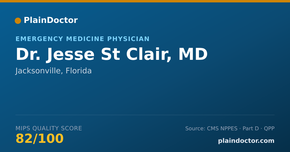 Shareable card for Jesse St Clair, MD - Emergency Medicine Physician, Jacksonville, FL