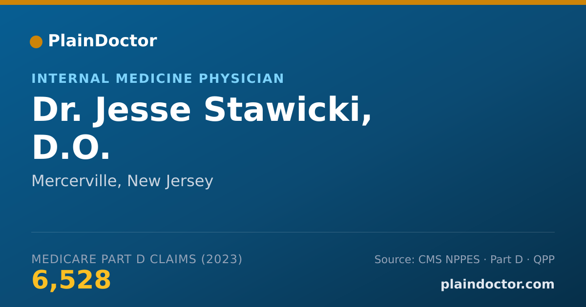 Shareable card for Jesse Stawicki, D.O. - Internal Medicine Physician, Mercerville, NJ