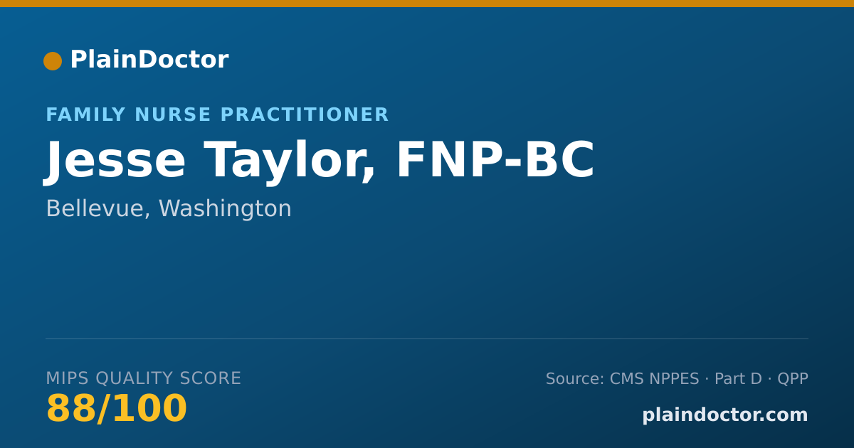 Shareable card for Jesse Taylor, FNP-BC - Family Nurse Practitioner, Bellevue, WA