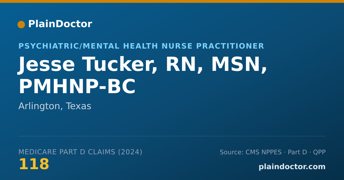 Shareable card for Jesse Tucker, RN, MSN, PMHNP-BC - Psychiatric/Mental Health Nurse Practitioner, Arlington, TX