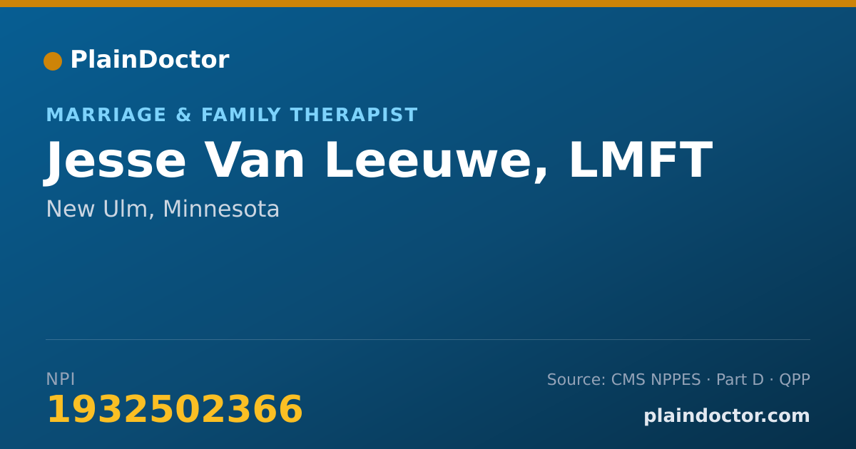 Shareable card for Jesse Van Leeuwe, LMFT - Marriage & Family Therapist, New Ulm, MN