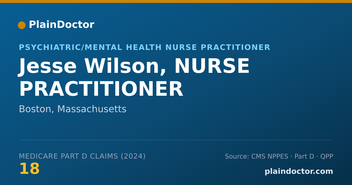 Shareable card for Jesse Wilson, NURSE PRACTITIONER - Psychiatric/Mental Health Nurse Practitioner, Boston, MA