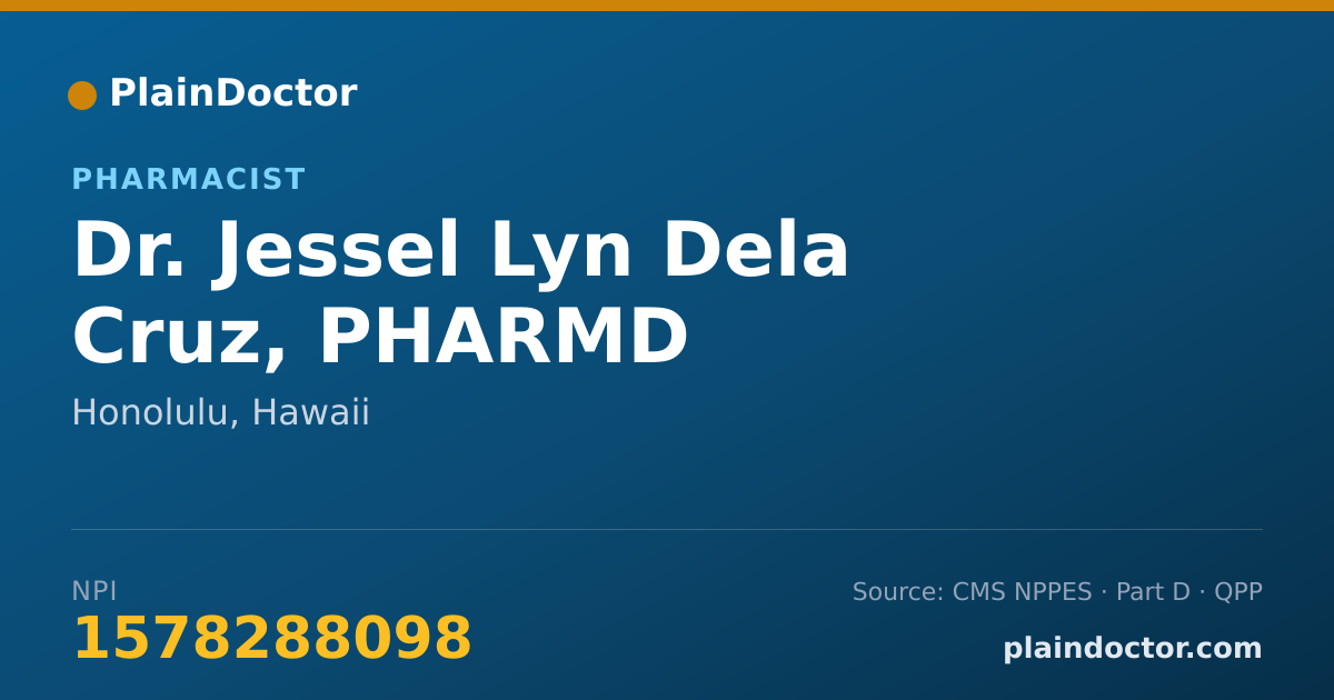 Shareable card for Jessel Lyn Dela Cruz, PHARMD - Pharmacist, Honolulu, HI
