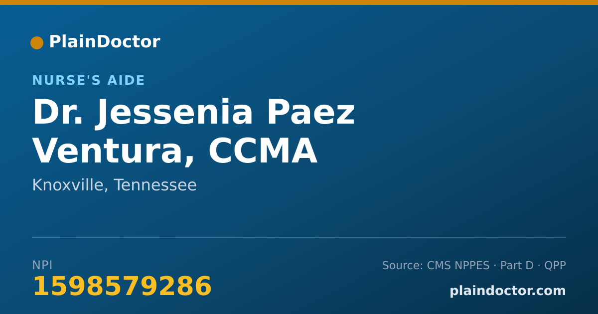 Shareable card for Jessenia Paez Ventura, CCMA - Nurse's Aide, Knoxville, TN