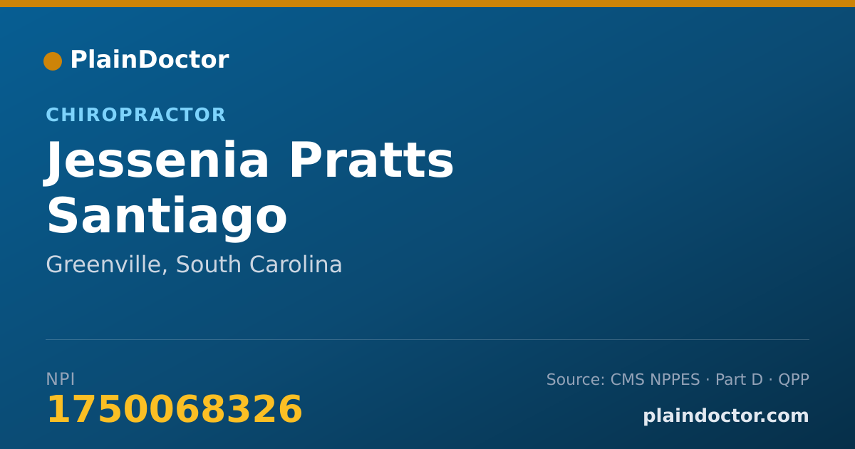 Shareable card for Jessenia Pratts Santiago - Chiropractor, Greenville, SC