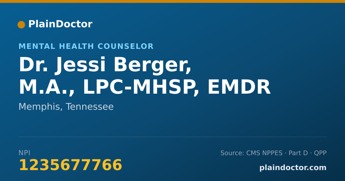 Shareable card for Jessi Berger, M.A., LPC-MHSP, EMDR - Mental Health Counselor, Memphis, TN