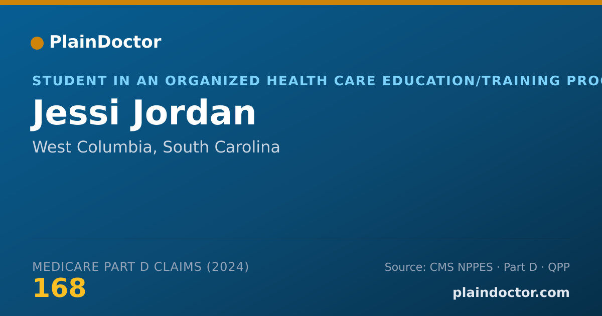 Shareable card for Jessi Jordan - Student in an Organized Health Care Education/Training Program, West Columbia, SC