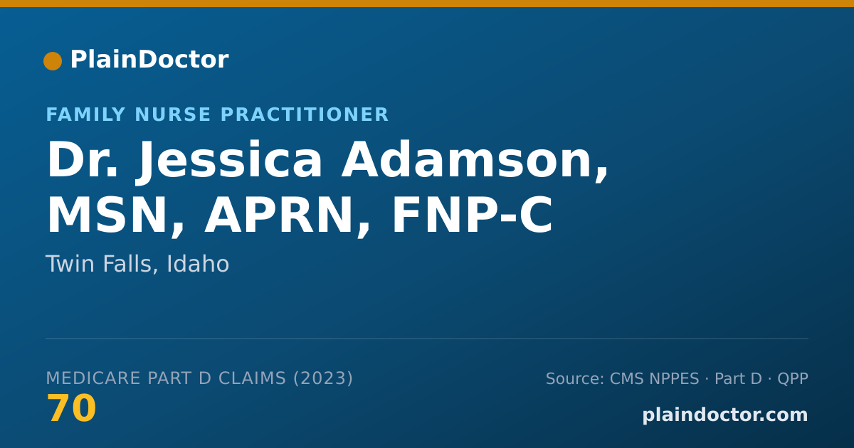 Shareable card for Jessica Adamson, MSN, APRN, FNP-C - Family Nurse Practitioner, Twin Falls, ID