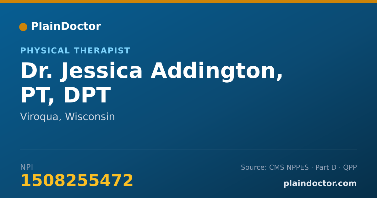 Shareable card for Jessica Addington, PT, DPT - Physical Therapist, Viroqua, WI