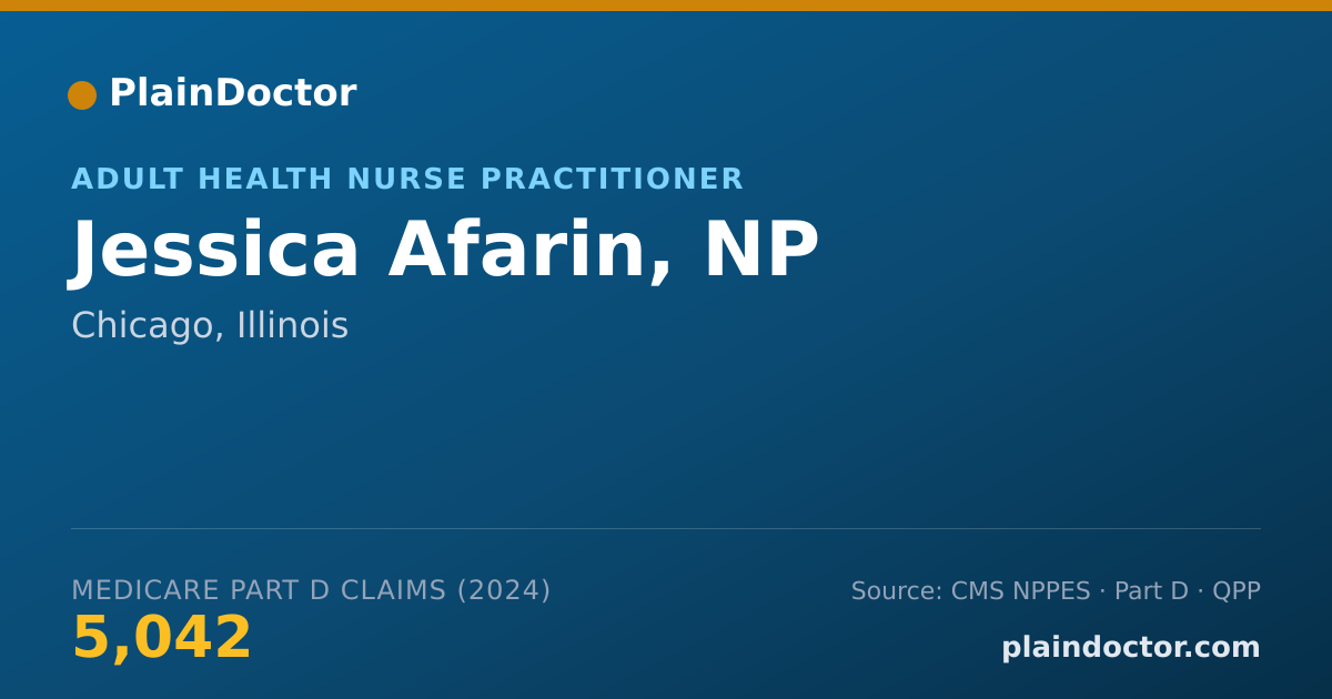 Shareable card for Jessica Afarin, NP - Adult Health Nurse Practitioner, Chicago, IL