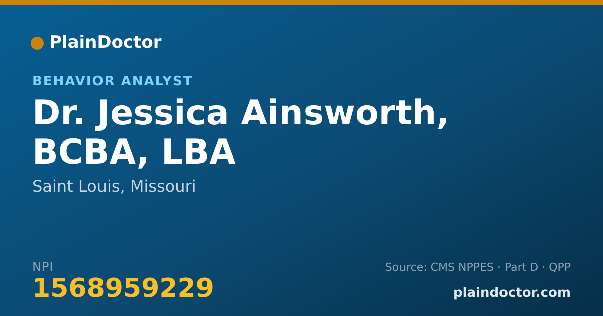 Shareable card for Jessica Ainsworth, BCBA, LBA - Behavior Analyst, Saint Louis, MO