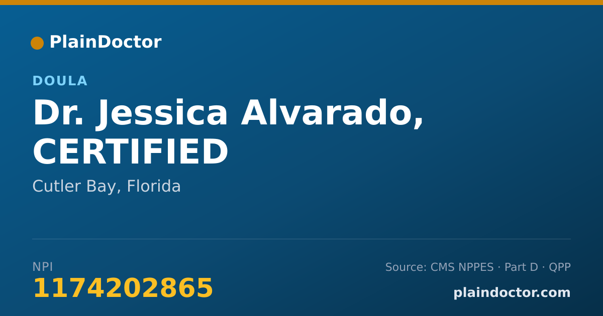 Shareable card for Jessica Alvarado, CERTIFIED - Doula, Cutler Bay, FL