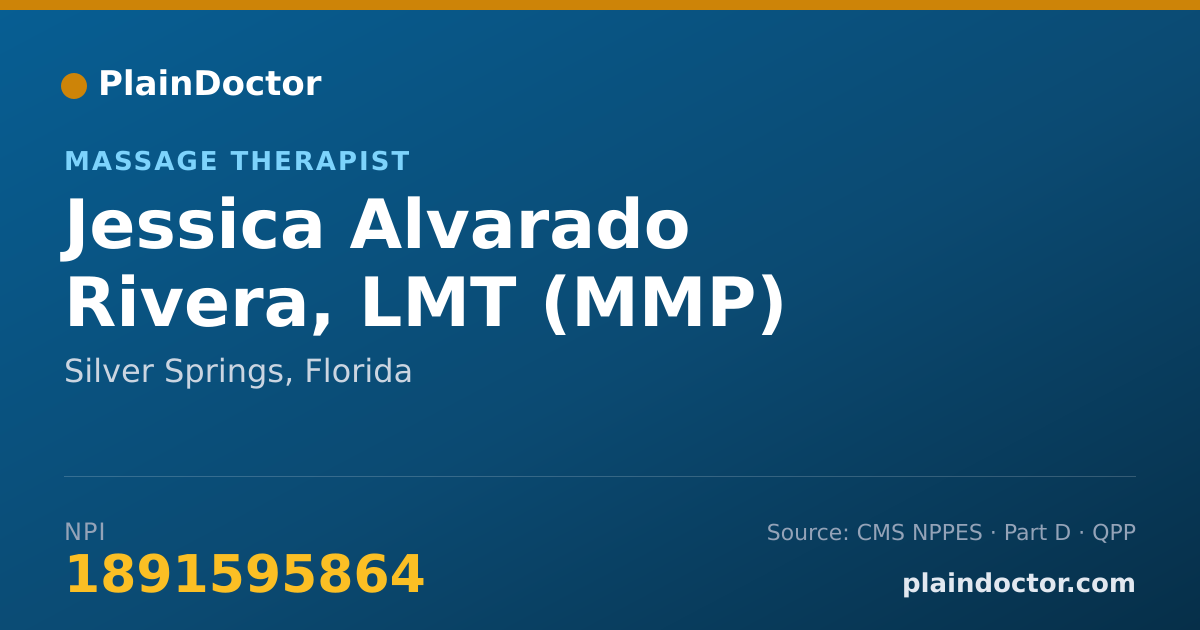 Shareable card for Jessica Alvarado Rivera, LMT (MMP) - Massage Therapist, Silver Springs, FL