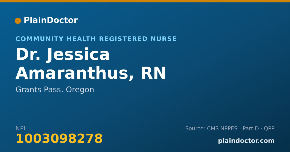 Shareable card for Jessica Amaranthus, RN - Community Health Registered Nurse, Grants Pass, OR