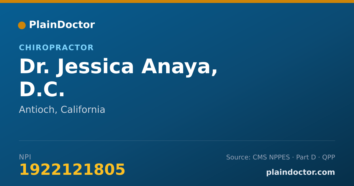 Shareable card for Jessica Anaya, D.C. - Chiropractor, Antioch, CA