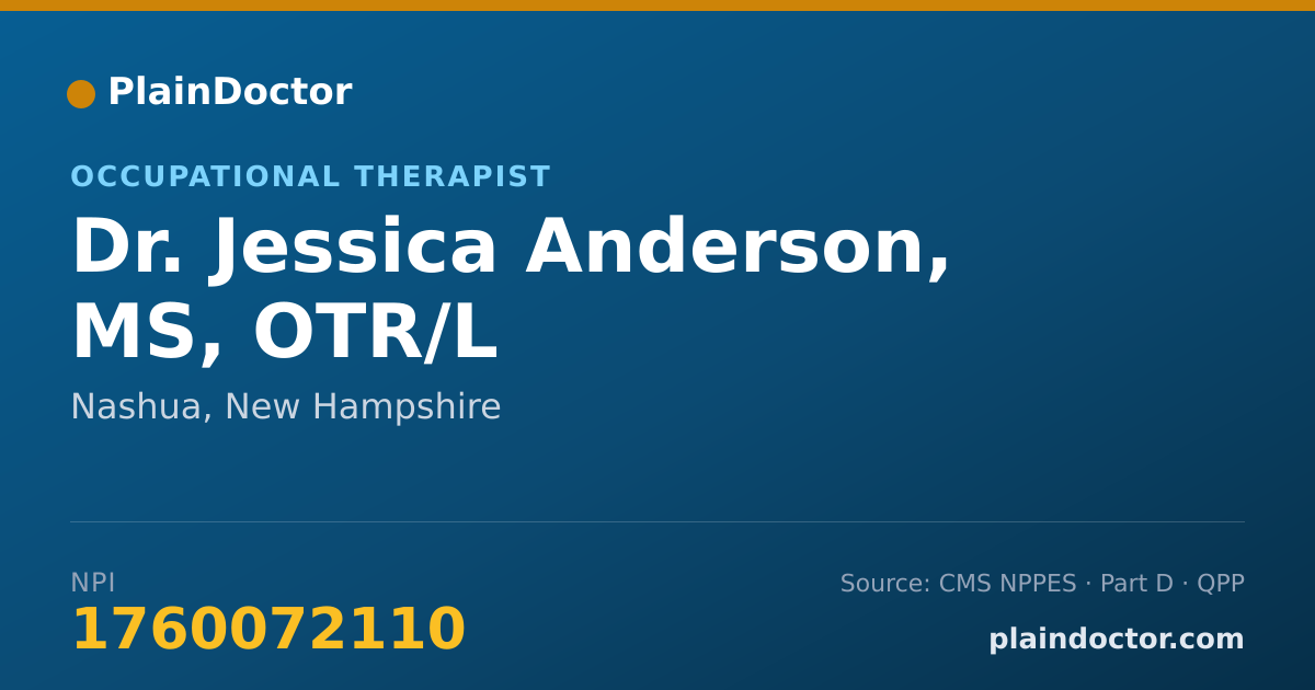 Shareable card for Jessica Anderson, MS, OTR/L - Occupational Therapist, Nashua, NH