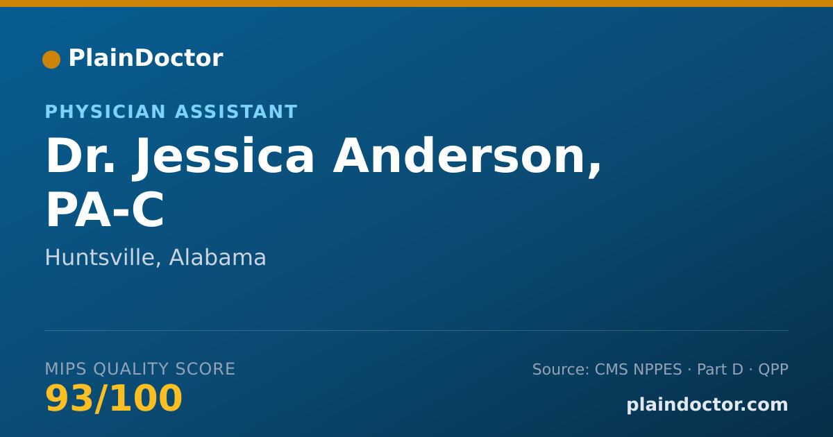 Shareable card for Jessica Anderson, PA-C - Physician Assistant, Huntsville, AL