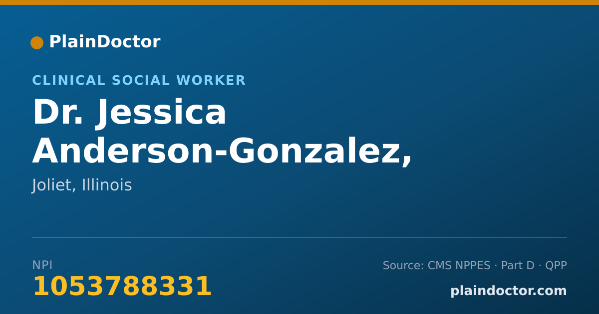 Shareable card for Jessica Anderson-Gonzalez, LCSW - Clinical Social Worker, Joliet, IL
