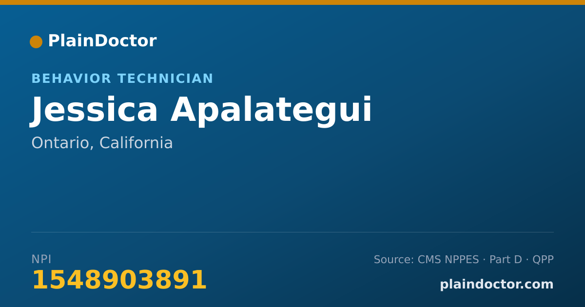 Shareable card for Jessica Apalategui - Behavior Technician, Ontario, CA