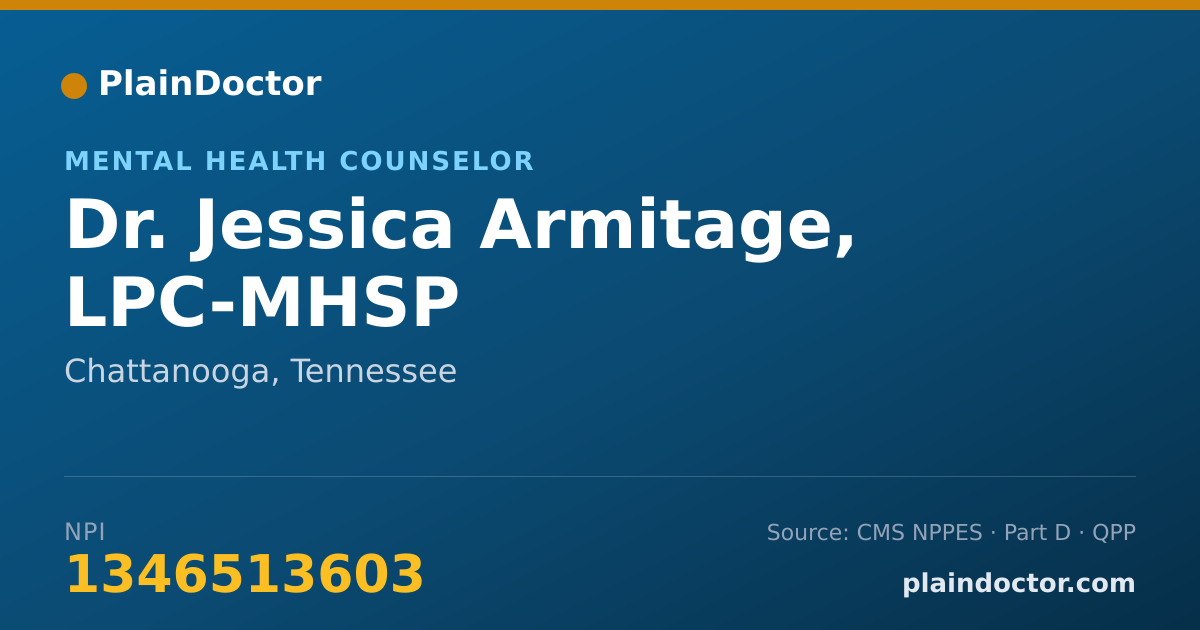 Shareable card for Jessica Armitage, LPC-MHSP - Mental Health Counselor, Chattanooga, TN