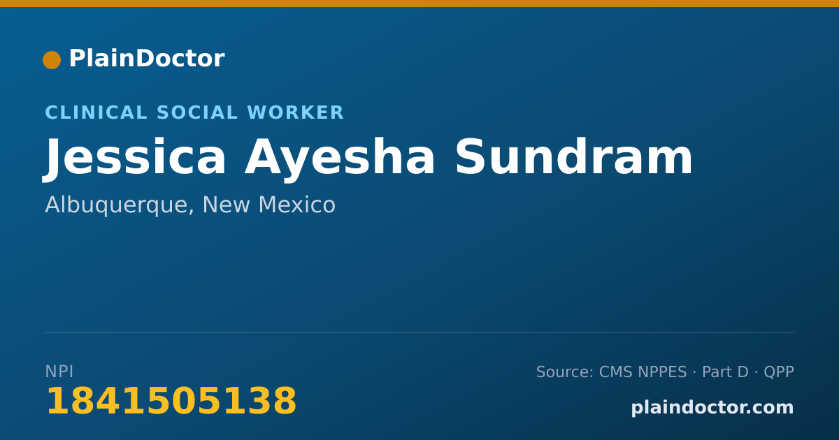 Shareable card for Jessica Ayesha Sundram - Clinical Social Worker, Albuquerque, NM
