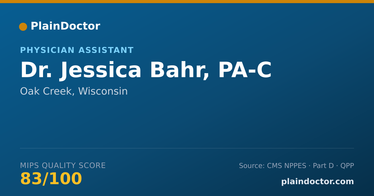 Shareable card for Jessica Bahr, PA-C - Physician Assistant, Oak Creek, WI